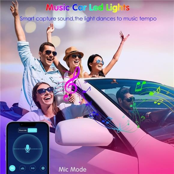 Interior Car Lights Keepsmile Car Accessories APP Control with Remote Music Sync - Picture 4 of 7